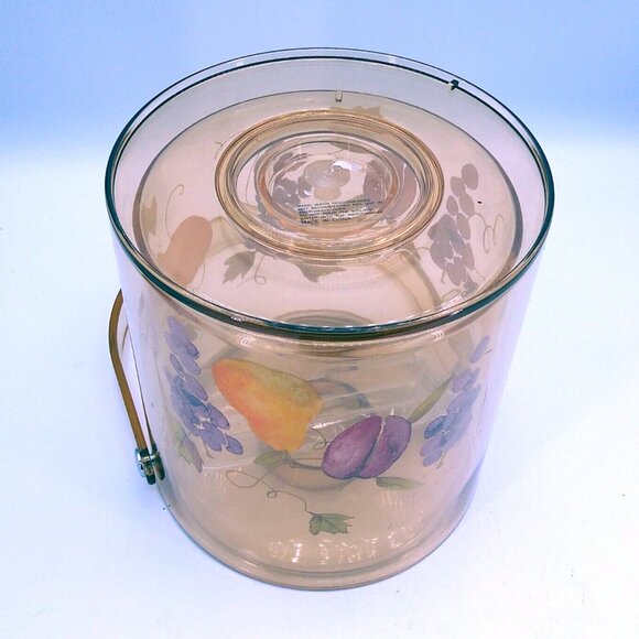 1970s Lucite Acrylic Ice Bucket Fruit theme Grape Pear Plum Amber color VGC - Picture 6 of 7